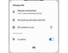 Menú de información de privacidad de Samsung Internet 19.0 Beta (Fuente: Samsung Newsroom South Korea)