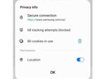 Menú de información de privacidad de Samsung Internet 19.0 Beta (Fuente: Samsung Newsroom South Korea)