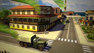 Una imagen en la que se ven un edificio y un coche en Tropico 5.