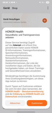 Honor Configuración de la aplicación de salud