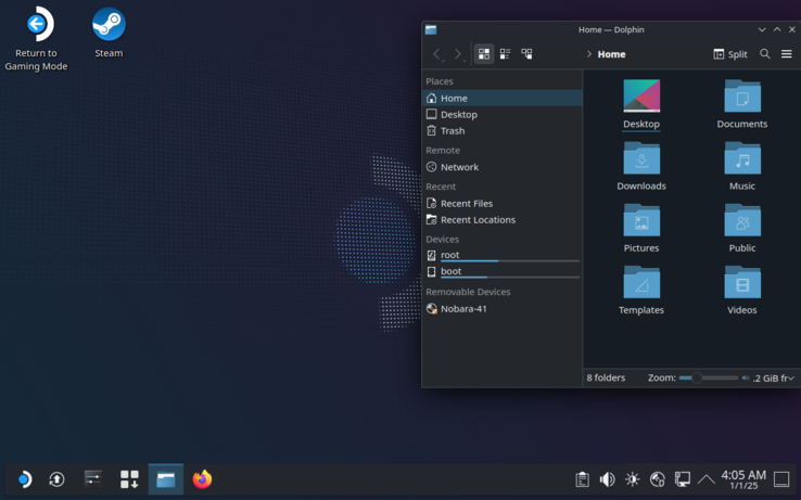 nobara linux modo cubierta de vapor captura de pantalla