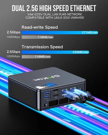 Ambos puertos LAN tienen un ancho de banda de 2,5 Gbps (Fuente de la imagen: GMKtec)