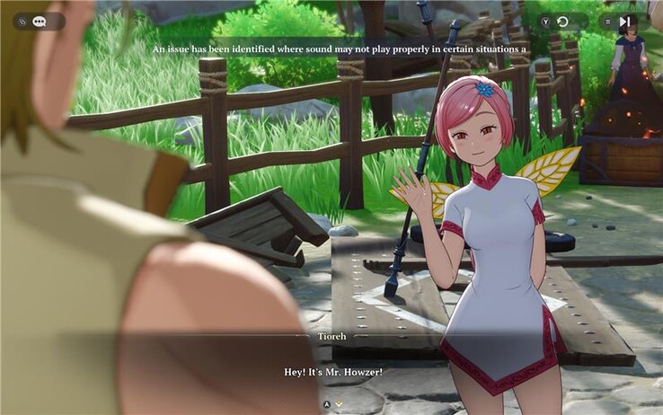 Un aviso en el juego en Los siete pecados capitales: Origin advierte de que es posible que el sonido no se reproduzca correctamente en determinadas situaciones.