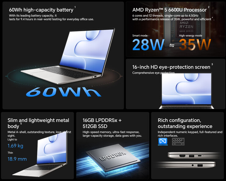 Características principales del MagicBook X16 2026 6600U (traducción automática)