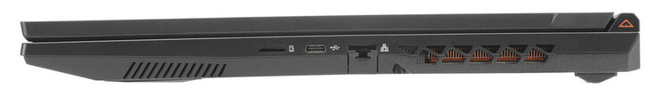 Derecha: Lector de tarjetas (microSD), Thunderbolt 4 (USB-C; DisplayPort), Gigabit Ethernet