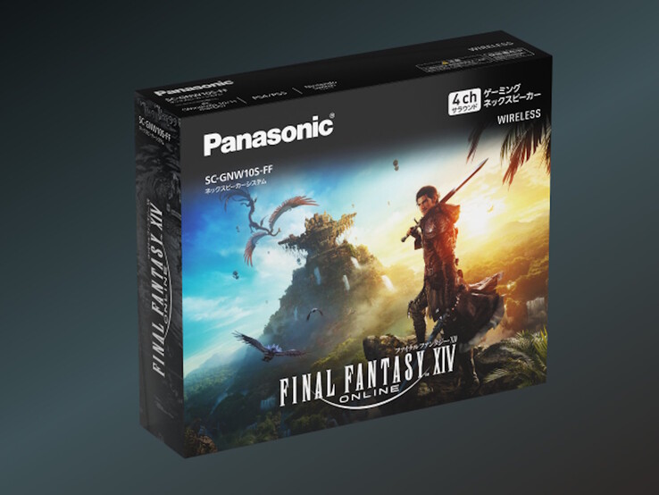 El altavoz de cuello SC-GNW10S-FF de Panasonic viene en un embalaje personalizado de Final Fantasy. (Fuente de la imagen: Panasonic)