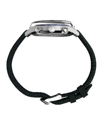 Vista lateral del Timex Marlin Jet Chronograph que muestra su gran cristal abombado de Hesalite