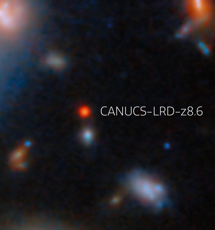 Una imagen ampliada de CANUCS-LRD-z8.6 (Fuente de la imagen: ESA/Webb, NASA y CSA, G. Rihtaršič y R. Tripodi; recortada)