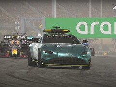 Tras la actualización, el Aston Martin Vantage hace su aparición como coche de seguridad oficial en F1 2021 (Imagen: Codemasters)