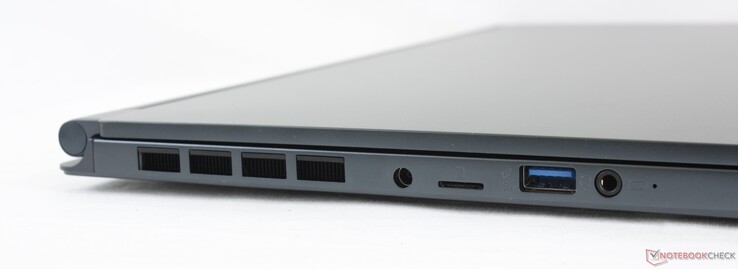 Izquierda: adaptador de CA, lector de MicroSD, USB-A 3.2 Gen. 1, audio combinado de 3,5 mm