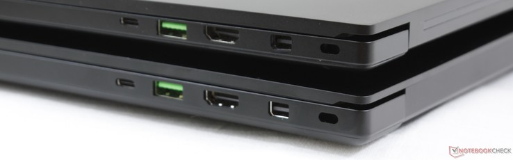 derecha: Thunderbolt 3, USB 3.1 Tipo A, HDMI 2.0, mDP 1.4, Kensington Lock