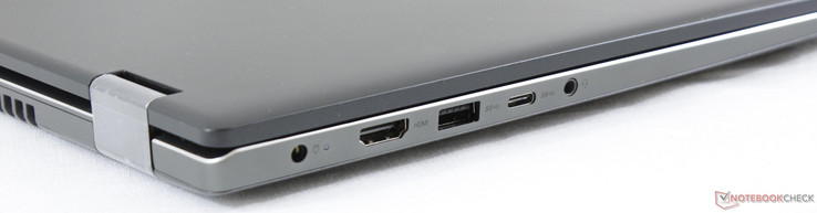 Izquierda: adaptador de CA, HDMI, USB 3.0, USB 3.0 Tipo C, audio combinado de 3.5 mm