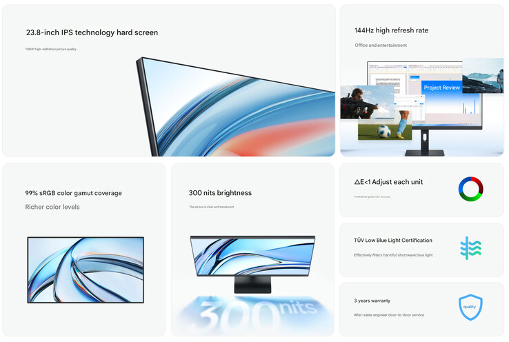Principales características del monitor (Fuente de la imagen: Xiaomi - machine translated)