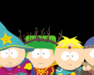 Los chicos se preparan para la batalla en South Park: The Stick of Truth, cada uno vistiendo sus roles de fantasía - mago, druida, paladín y guerrero (Fuente de la imagen: vía South Park Wiki / Fandom, subida por Gastropod - © Ubisoft / South Park Digital Studios)