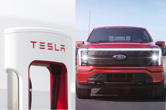 Ford duplicará efectivamente el número de cargadores rápidos para los propietarios de sus vehículos eléctricos gracias a una ampliación que incluirá los Supercargadores Tesla. (Fuente de la imagen: Tesla/Ford - editado)