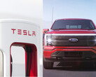 Ford duplicará efectivamente el número de cargadores rápidos para los propietarios de sus vehículos eléctricos gracias a una ampliación que incluirá los Supercargadores Tesla. (Fuente de la imagen: Tesla/Ford - editado)