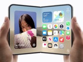 Dos manos sostienen cada una un iPhone Duo, uno plegado y otro desplegado