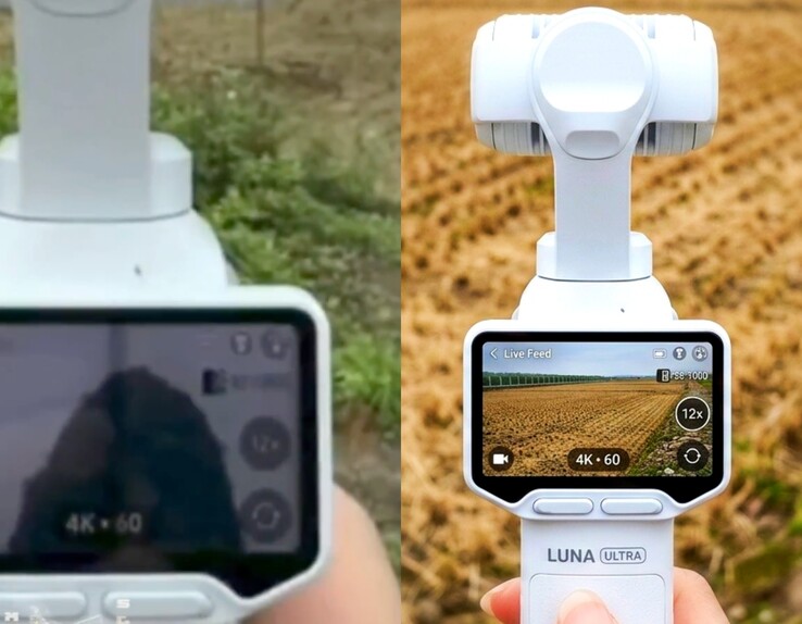 Las imágenes en directo filtradas (izquierda) frente a las editadas con IA (derecha) de la Insta360 Luna Ultra confirman el zoom 12x.