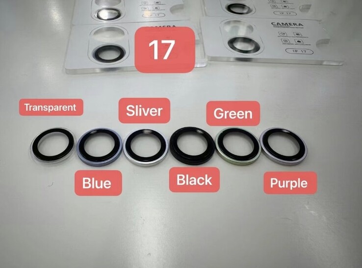 Los anillos de protección de la cámara que supuestamente revelan los colores del iPhone 17.