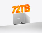 El modelo ME Pro de dos bahías con AI 9 HX 470 tiene un precio inicial de unos 711 dólares. En la imagen: una fotografía promocional en la que se destaca la capacidad de almacenamiento anunciada del NAS.