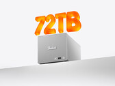 El modelo ME Pro de dos bahías con AI 9 HX 470 tiene un precio inicial de unos 711 dólares. En la imagen: una fotografía promocional en la que se destaca la capacidad de almacenamiento anunciada del NAS.