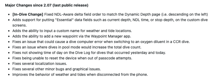 Las notas de la versión 3.06 del software del sistema Garmin Descent X30