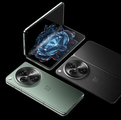 El OnePlus Open en sus acabados Emerald Dusk y Voyager Black. (Fuente de la imagen: OnePlus)