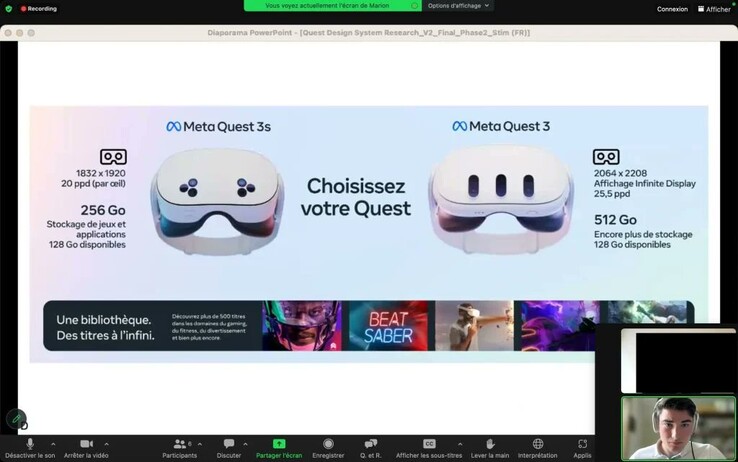 La supuesta captura de pantalla que detalla el Meta Quest 3S. (Imagen de u/LuffySanKira vía @Lunayian en X)