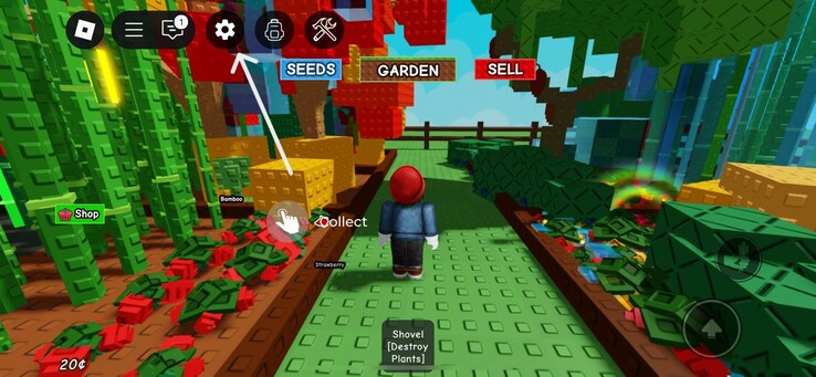Haga clic en el icono de "ajustes" (Fuente de la imagen: Roblox)