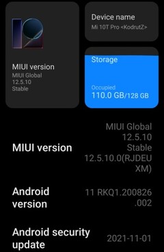 Detalles de MIUI 12.5.10 en el Xiaomi Mi 10T Pro, la actualización estará disponible a mediados de diciembre de 2021 (Fuente: propia)