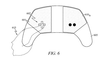 Ilustración de la patente de Sony del posible mando PS6 que muestra el agarre de un jugador