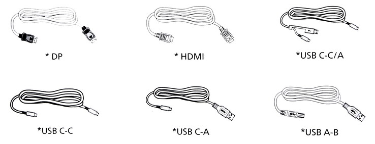 Se incluyen varios cables de vídeo y datos, aunque los accesorios pueden variar según la región.