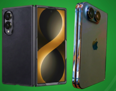 Carcasa filtrada de Galaxy Z Fold 8 Wide (izquierda) frente al modelo filtrado de diseño del iPhone Ultra (derecha).