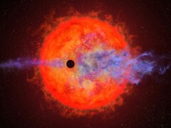 Ilustración de un artista que muestra un exoplaneta y una estrella.