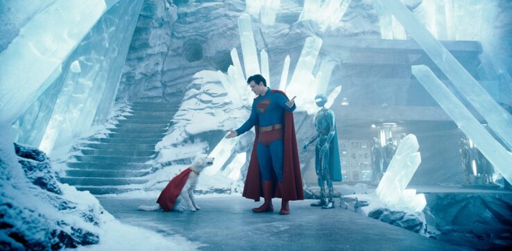 Superman, Krypto y Kelex en la Fortaleza (Fuente de la imagen: Warner Bros. / Jessica Miglio vía Motion Picture Association)