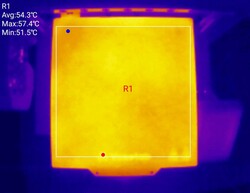 Superficie del lecho de impresión, temperatura establecida: 60 °C