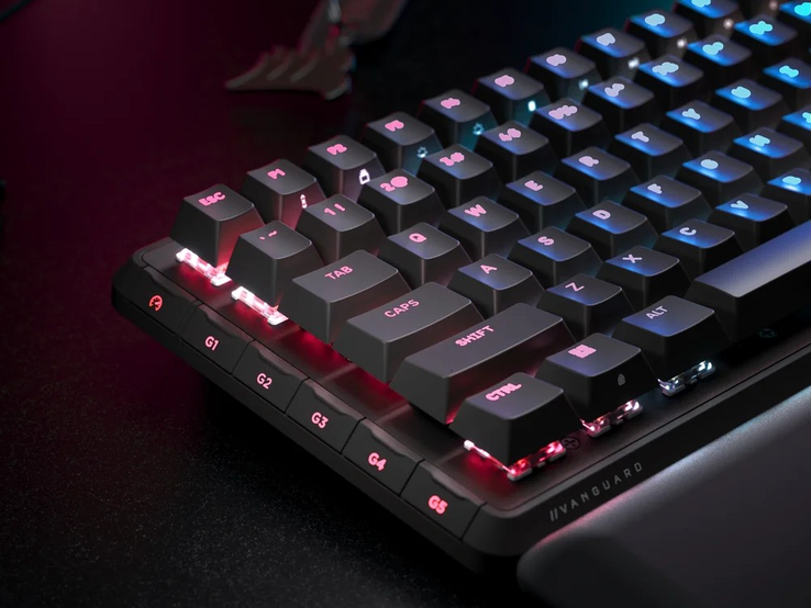 Teclas G de perfil bajo (en la imagen). Por defecto, la tecla de modo de juego permite a los jugadores bloquearse cambiando el perfil de iluminación RGB. (Fuente de la imagen: Corsair)