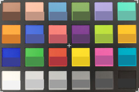 Foto de los colores de ColorChecker. El color de referencia se encuentra en la mitad inferior de cada campo.