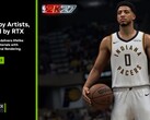 Una diapositiva en la que se presenta la tecnología DLSS 5 de Nvidia, con NBA 2K27 como protagonista