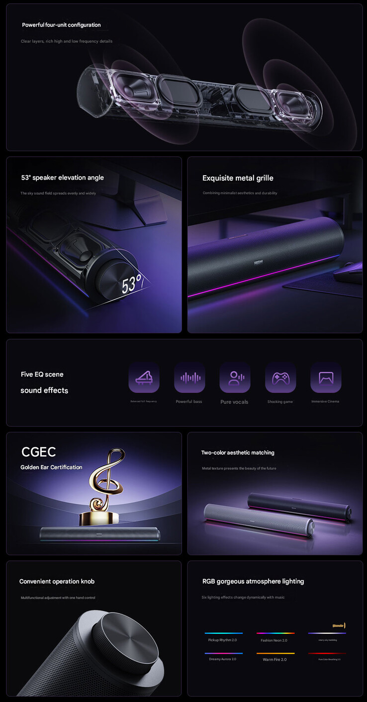 Principales características del altavoz de sobremesa Redmi 2 Pro (Fuente de la imagen: Xiaomi - machine translated)