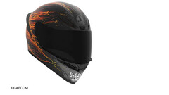 Casco de moto AGV K1 S Street Fighter 6 Ken con gráficos en negro, gris y llamas.