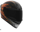 Casco de moto AGV K1 S Street Fighter 6 Ken con gráficos en negro, gris y llamas.
