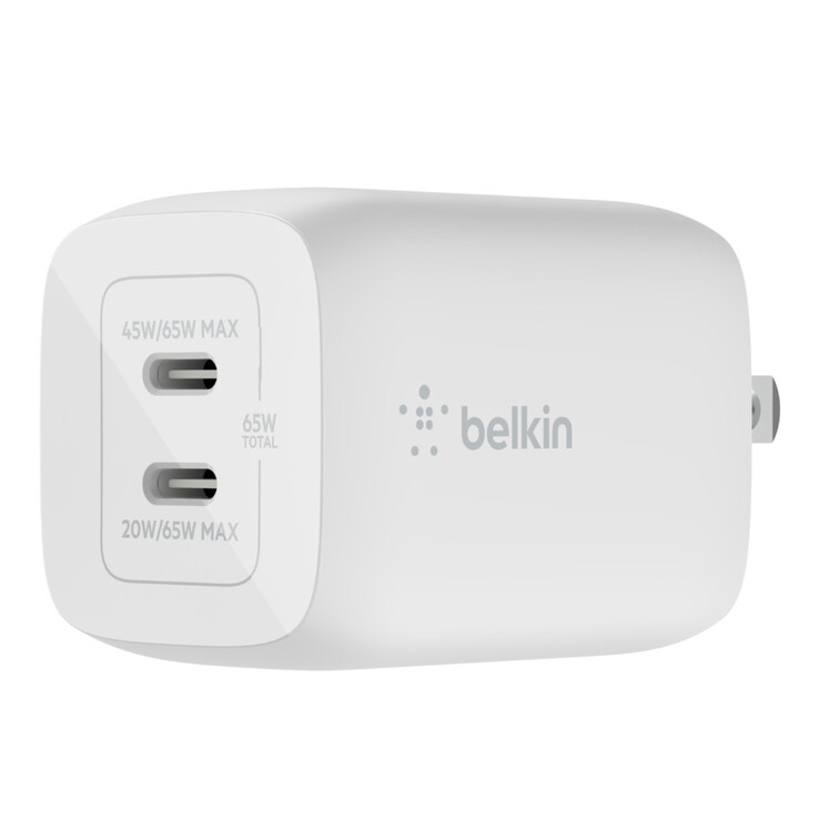 El cargador de pared Belkin BOOSTCHARGE PRO Dual USB-C GaN de 65 W. (Fuente de la imagen: Belkin)