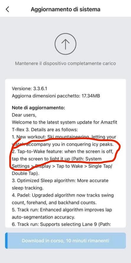 El registro de cambios de la versión 3.3.6.1 para el Amazfit T-Rex 3. (Fuente de la imagen: u/DanilaoIT vía Reddit)
