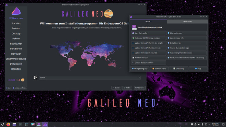 Un vistazo al escritorio KDE Plasma de EndeavourOS Galileo Neo (Imagen: EndeavourOS).