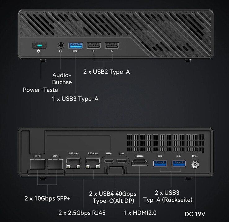 Conexiones en el Minisforum MS-01 (Fuente: Minisforum)