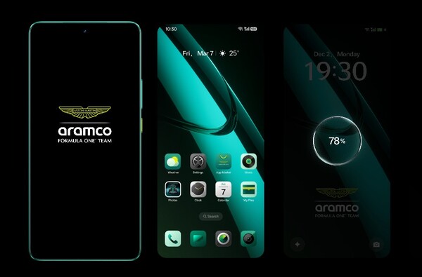 El Realme GT 7 Dream Edition cuenta con una pantalla de arranque personalizada, iconos y fondos de pantalla inspirados en Aston Martin. (Fuente de la imagen: Realme)