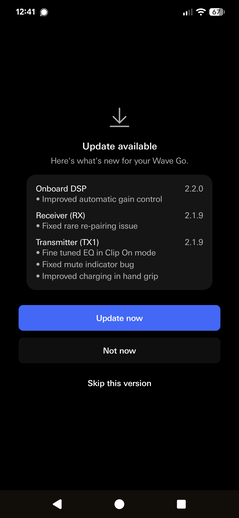 Actualización disponible para el Wave Go