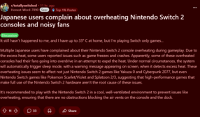 Sobrecalentamiento de la Switch 2 en un post de Reddit en Japón (Fuente de la imagen: captura de pantalla, subreddit Totally Switched)