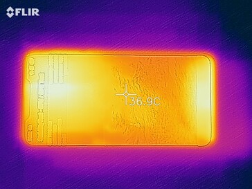 Mapa de calor de la parte superior del dispositivo bajo carga